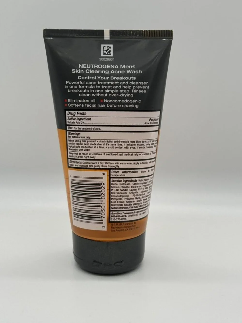Neutrogena Men Skin Clearing Daily Acne Face Wash 5.1 fl oz Salicylic Acid New